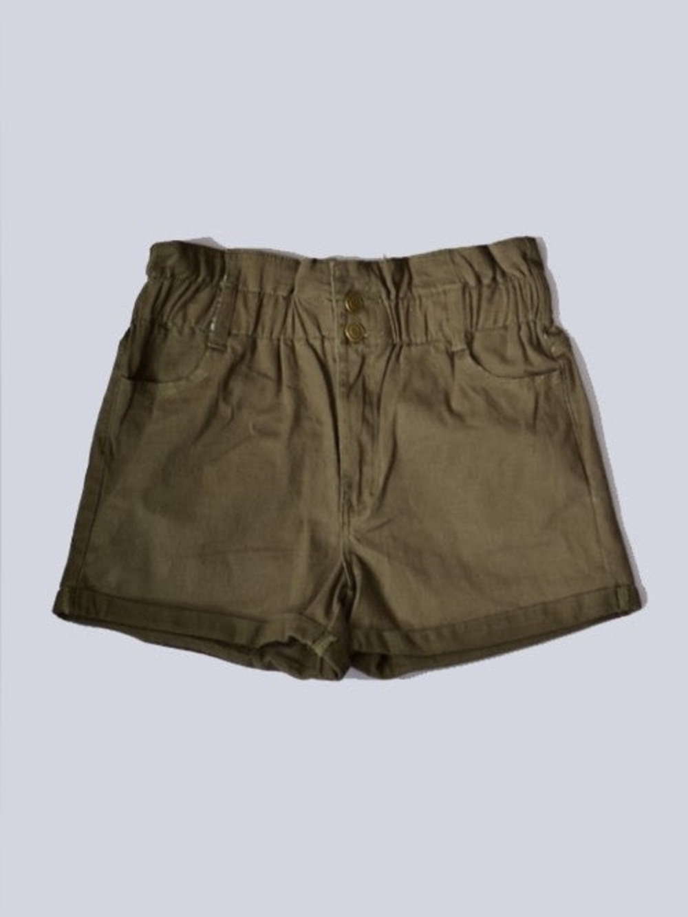 High-Rise Olive Paperbag Women’s Shorts